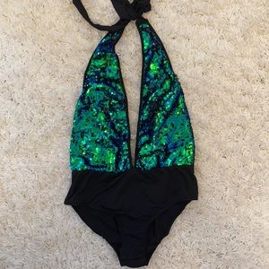 Sequin Halter Bodysuit